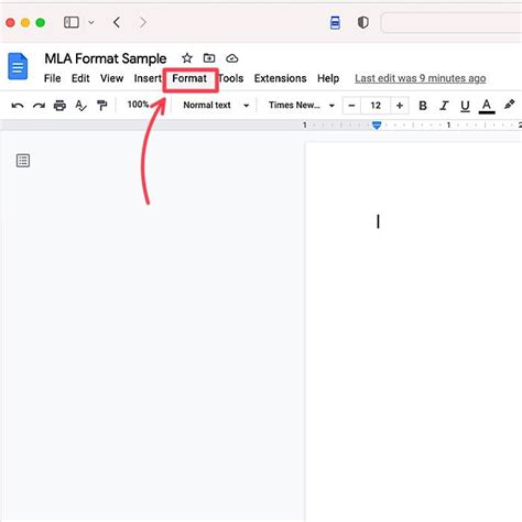 how to find mla format on google docs