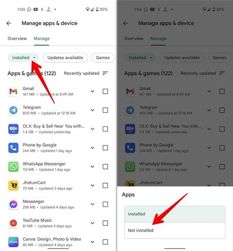 how to find my uninstalled apps on android