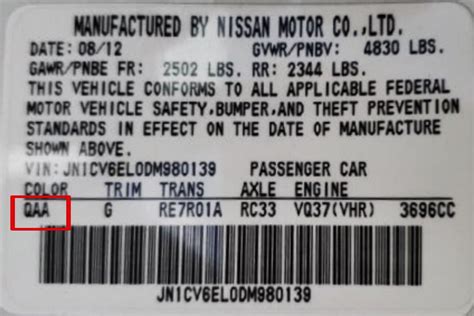 how to find nissan rogue paint code