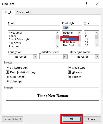 how to find only bold text in word