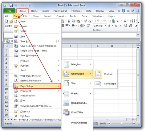 how to find page setup in excel