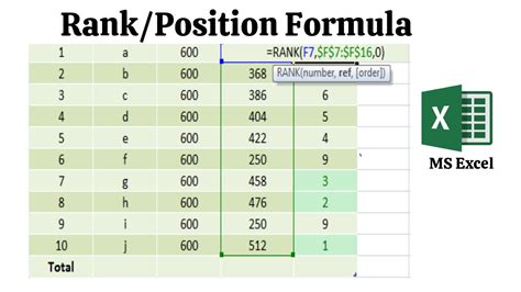 how to find position in excel sheet