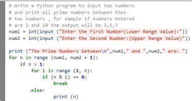 how to find prime numbers between two numbers in python