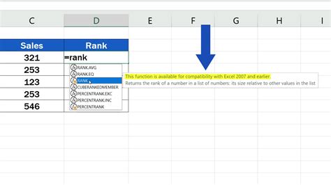 how to find rank in excel 2007