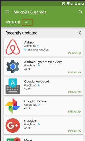 how to find recently downloaded apps on android tablet