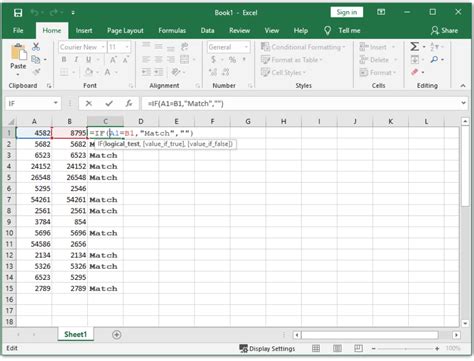 how to find same number in excel