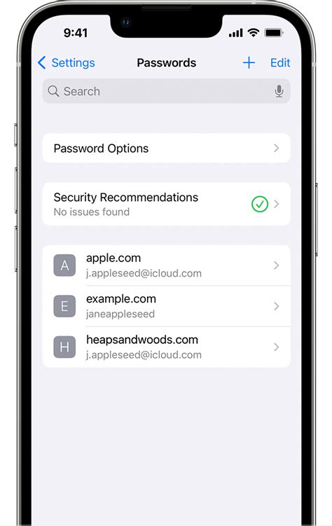 how to find saved passwords in apple settings