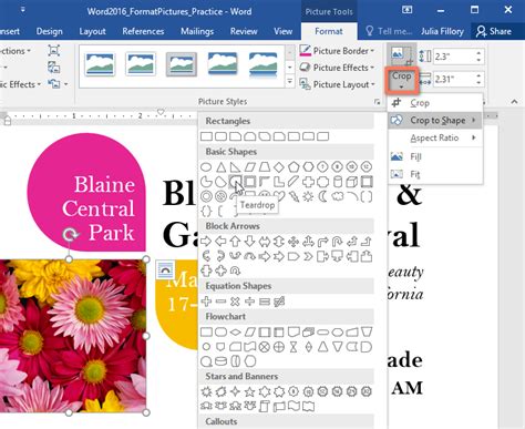 how to find shape format in word