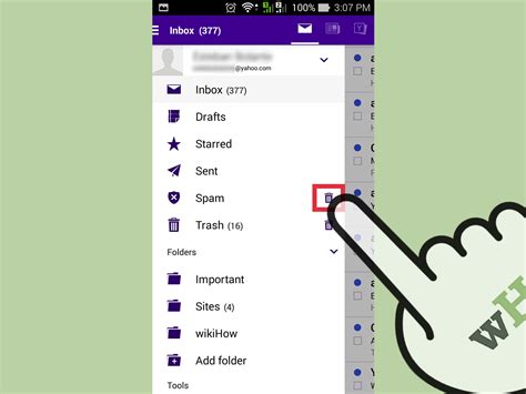 how to find spam folder in yahoo mail on iphone