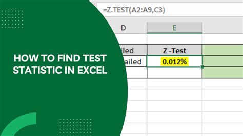 how to find test statistics in excel