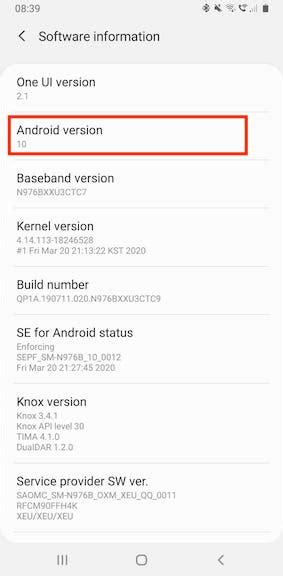 how to find the operating system on android
