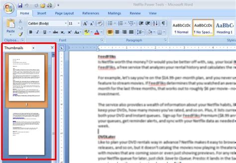 how to find thumbnails in word