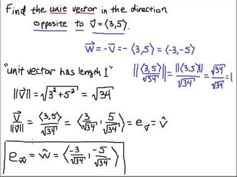 how to find unit vector in opposite direction