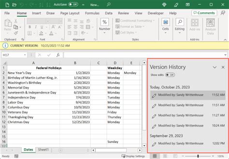 how to find version history in ms project