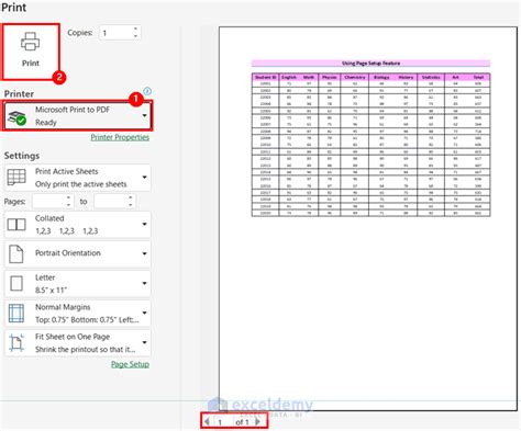 how to fit excel sheet on one page pdf