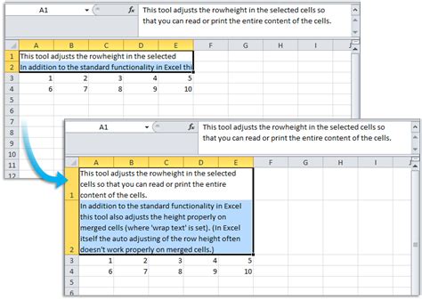 how to fit text in excel cell by increasing row height