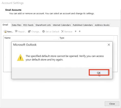 how to fix account error on email