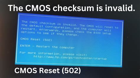 how to fix cmos checksum is invalid
