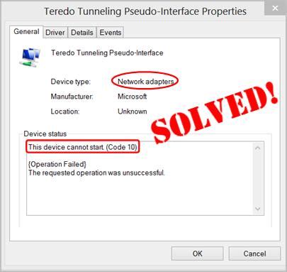 how to fix code 10 error network adapter