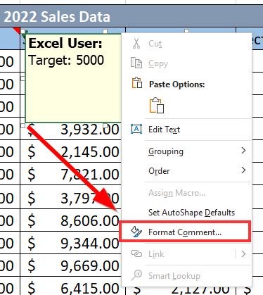 how to fix comment in excel