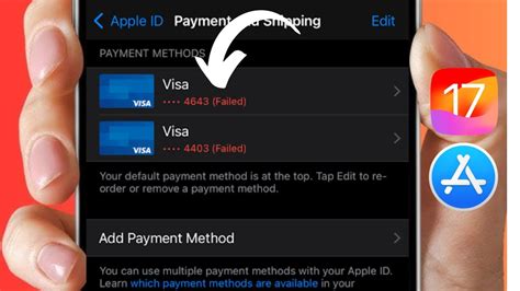 how to fix failed payment method on iphone