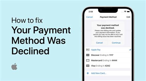 how to fix issue with payment method on iphone