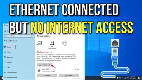 how to fix lan wired connected but no internet access in windows 10