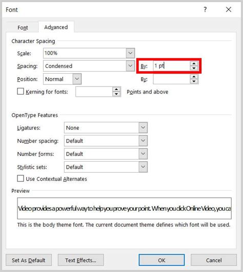 how to fix letter spacing in word mac