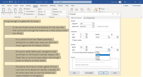 how to fix line spacing in word