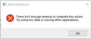 how to fix memory error in excel