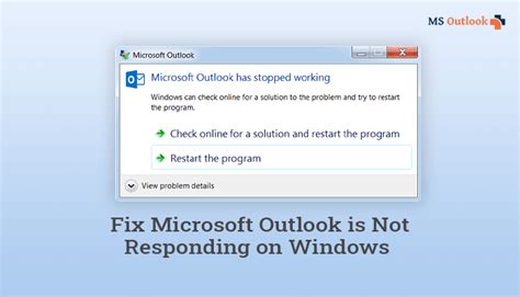 how to fix outlook not responding windows 10