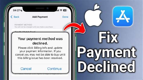 how to fix payment method declined on iphone