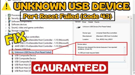 how to fix unknown usb device code 43