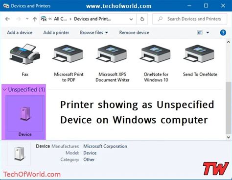how to fix unspecified printer windows 10