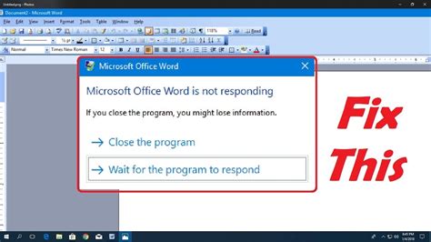 how to fix word is not responding