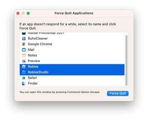 how to force quit roblox on mac