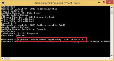 how to force uninstall a program via cmd