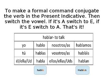 how to form usted commands in spanish