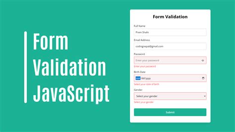 how to form validation in javascript with example