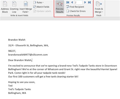 how to format a letter for mail merge