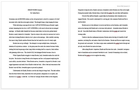 how to format a novel synopsis