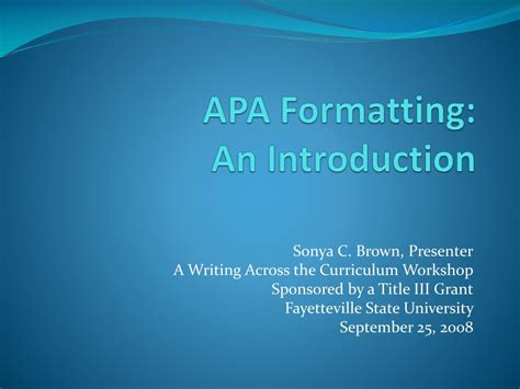 how to format a presentation in apa