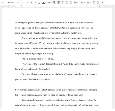 how to format a story on google docs