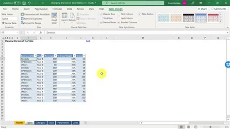 how to format a table in excel without headers