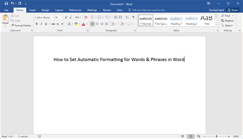 how to format a word document automatically