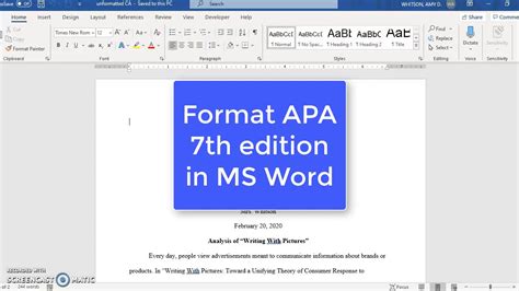 how to format a word document for apa 7th edition