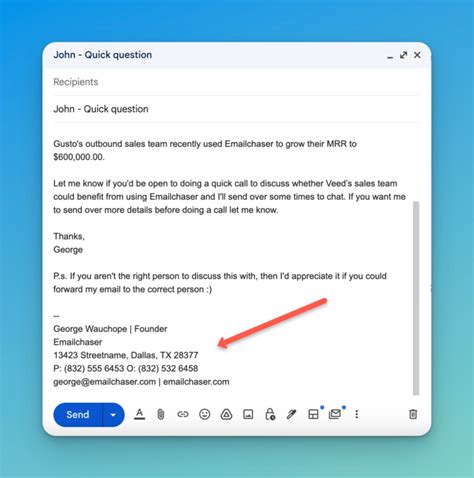 how to format an email signature