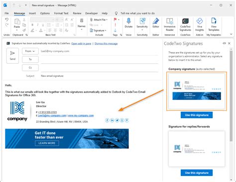 how to format an email signature in outlook