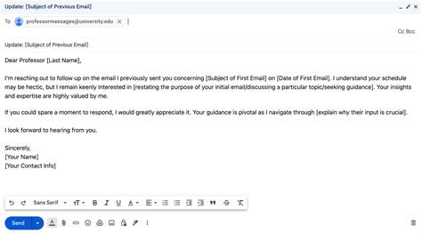 how to format an email to a professor