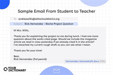 how to format an email to a teacher